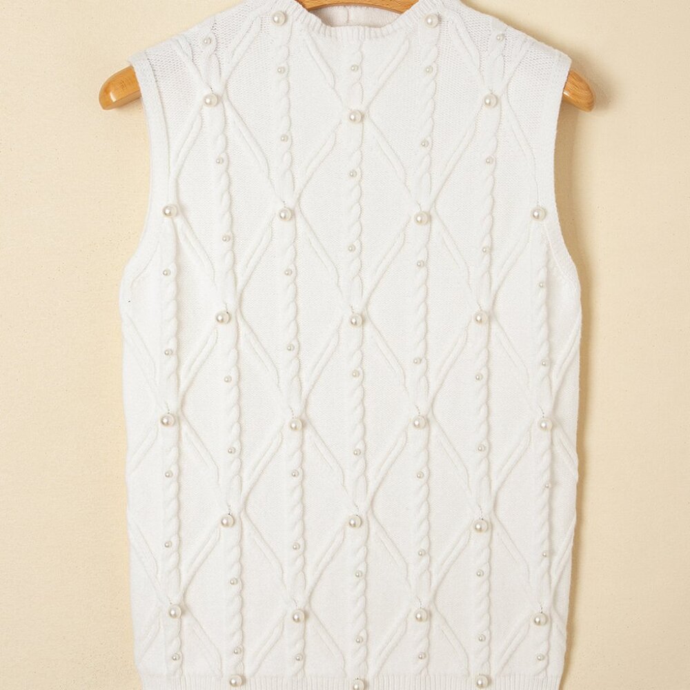 White Pearl Knit Sweater Vest  - S (4 -6)